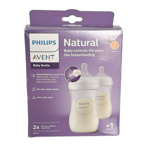 Philips Avent Natural Baby Bottles 9 oz 260 ml 2 Pack 3-6m Medium Flow BPA Free